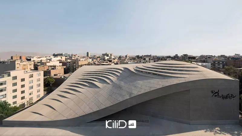 مسجد ولیعصر از نمای سالن تئاتر شهر