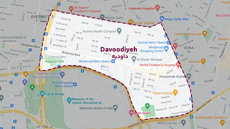 نقشه محله داودیه